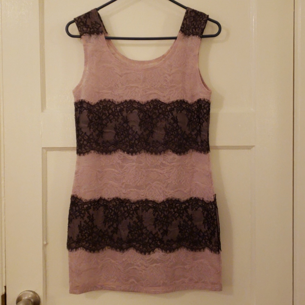 Plain dress with black lace.